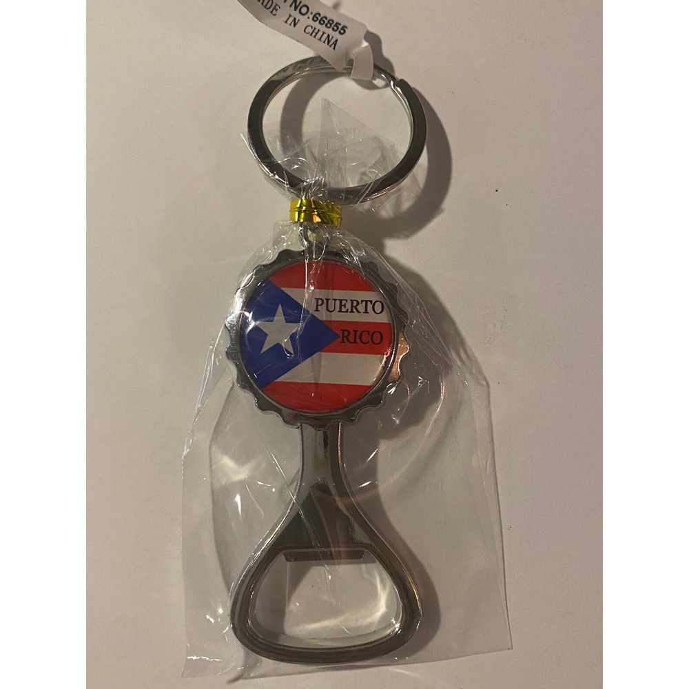 Rico Puerto Rico Flag Bottle Opener Keychain Mens Multicolor Metal Key Ring - Picture 2 of 5